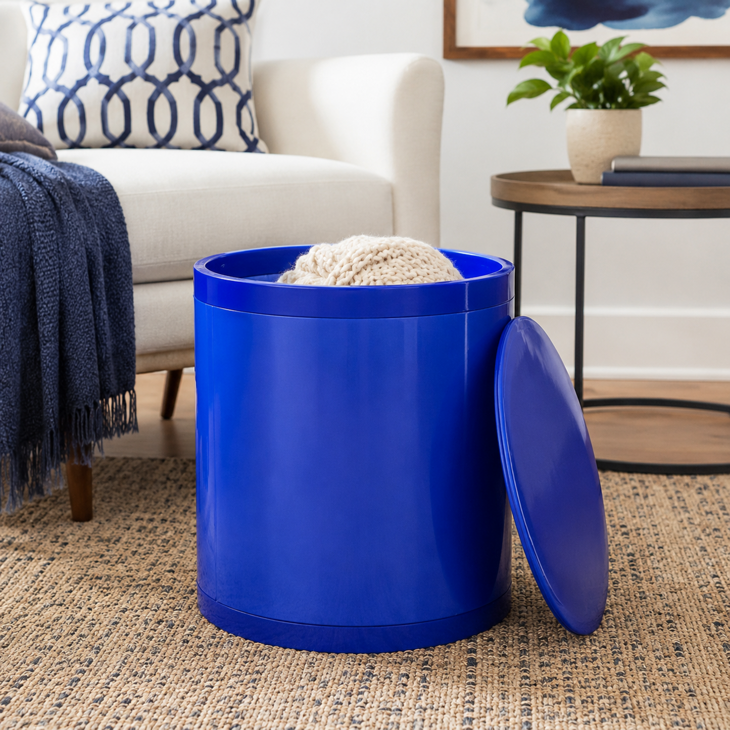 Otto Storage Stool | Round Plastic Storage Ottoman Solid