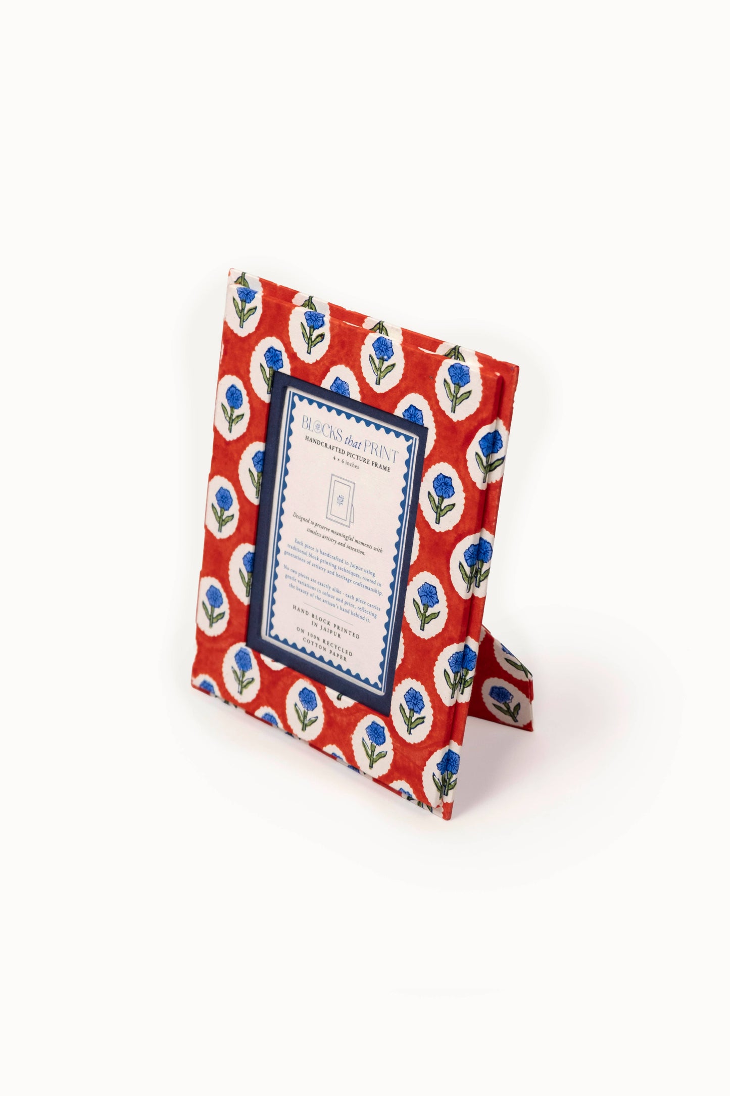 Medium Block Print Photo Frame (4 x 6) - Crimson Buta