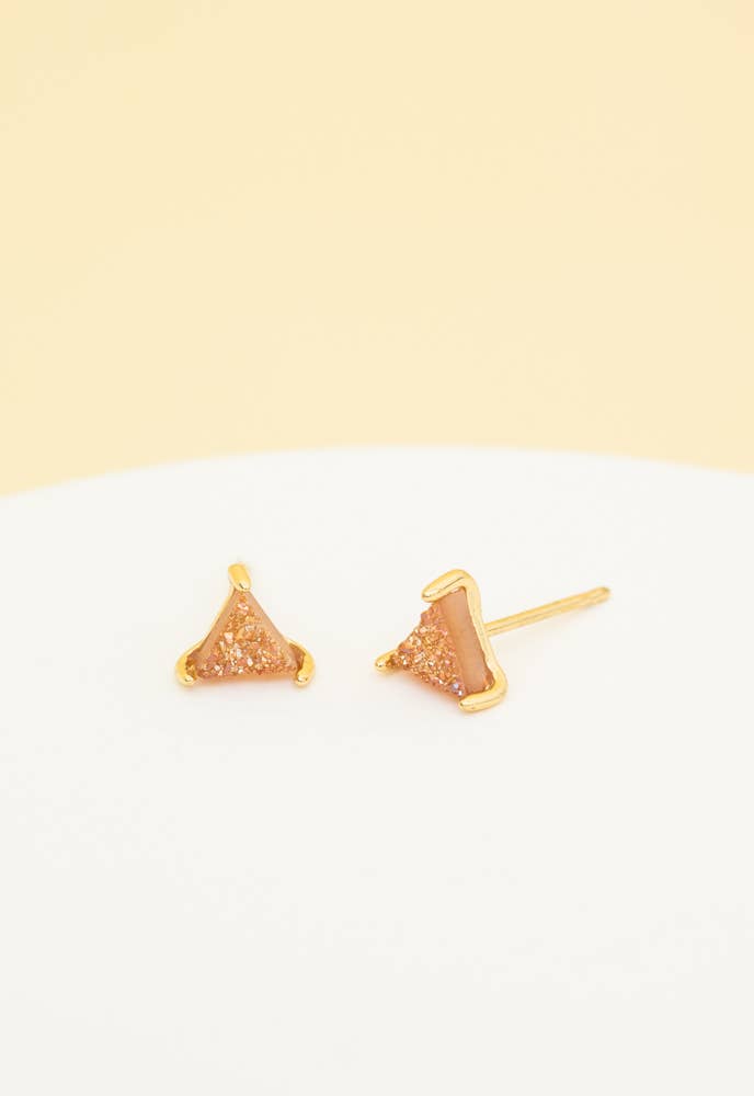 Coral Druzy Studs in Gold