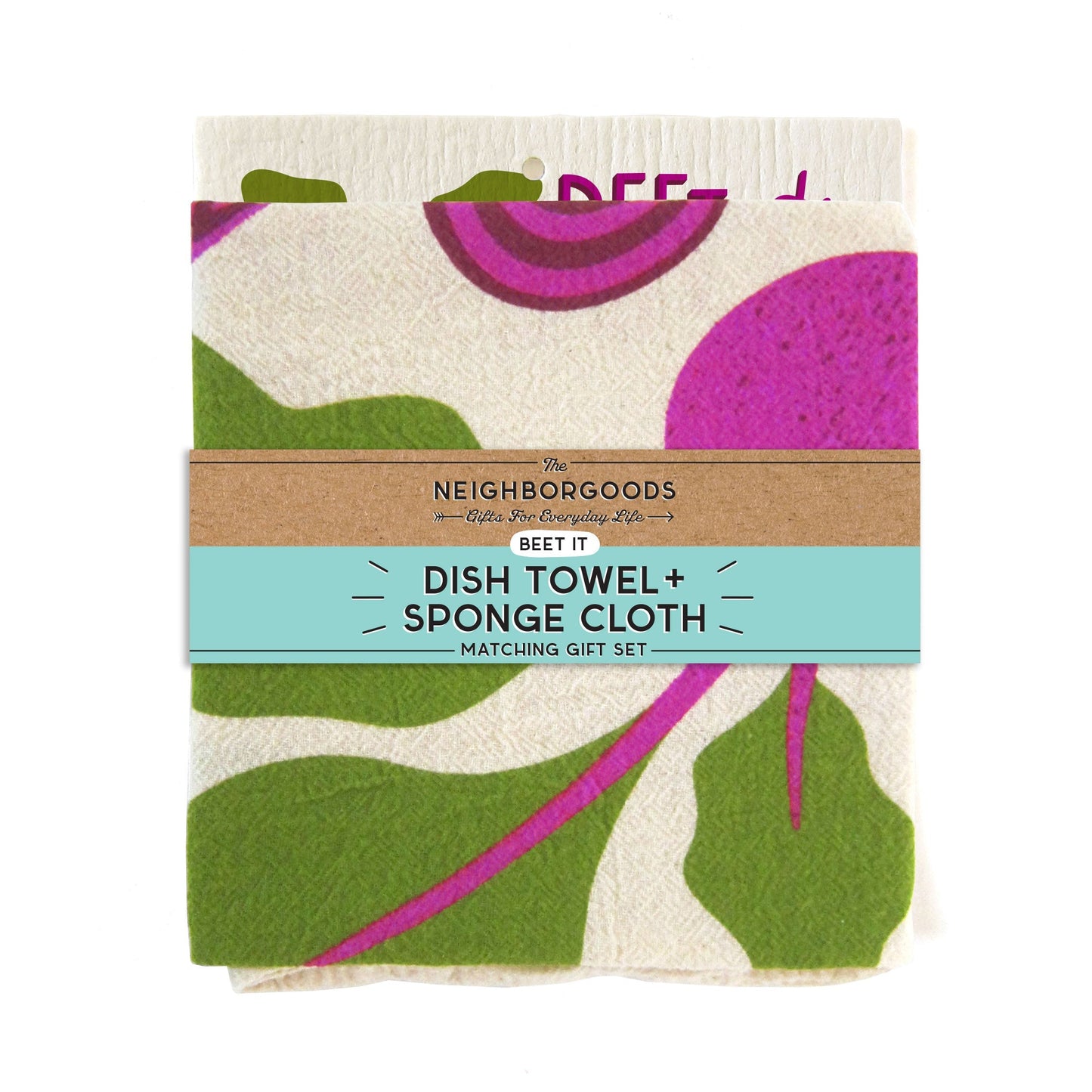 Beet Dish Towel + Sponge Cloth Gift Set