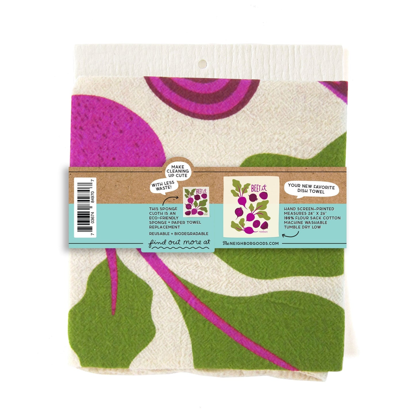 Beet Dish Towel + Sponge Cloth Gift Set