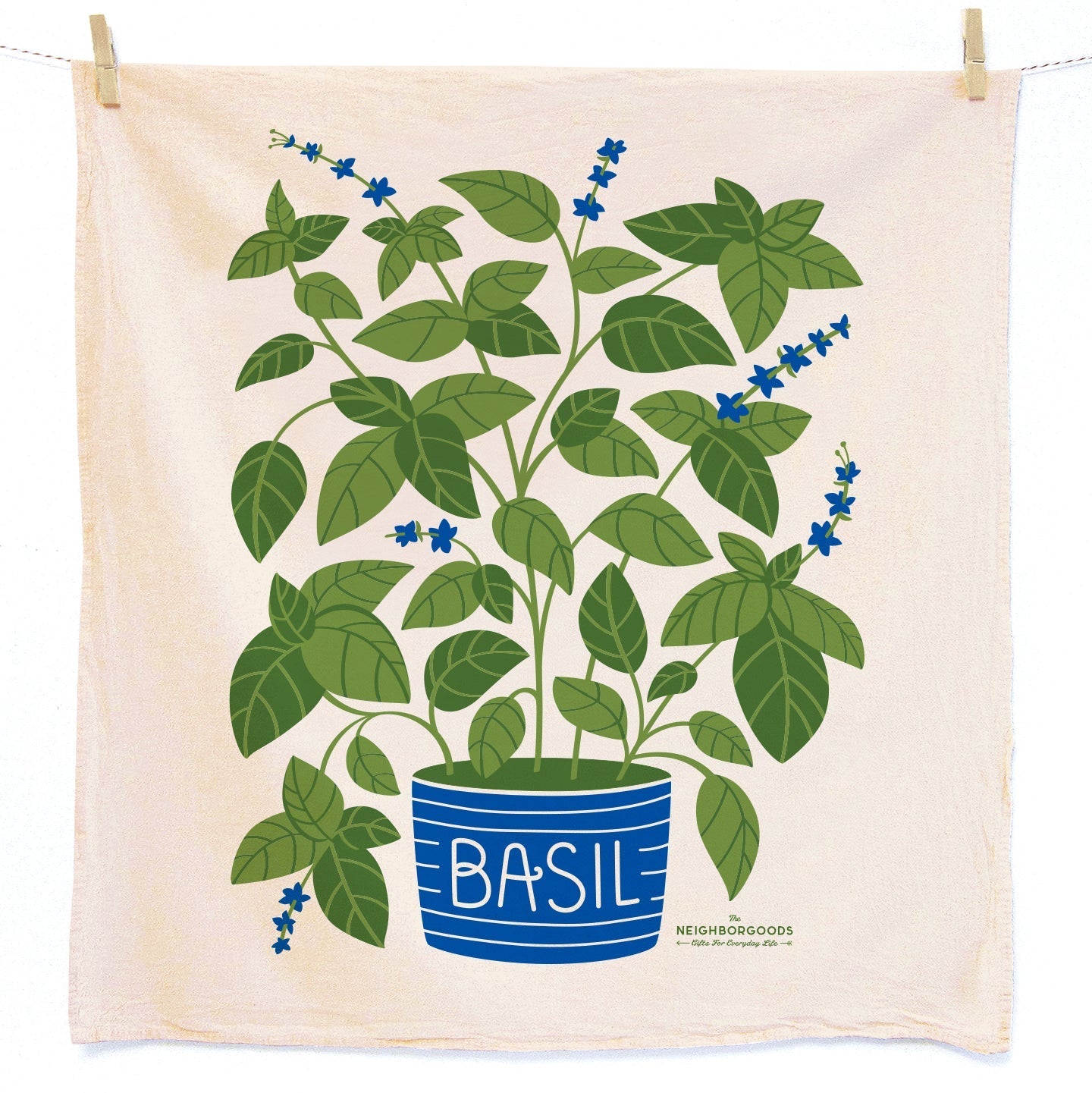 Basil Dish Towel + Sponge Cloth Gift Set