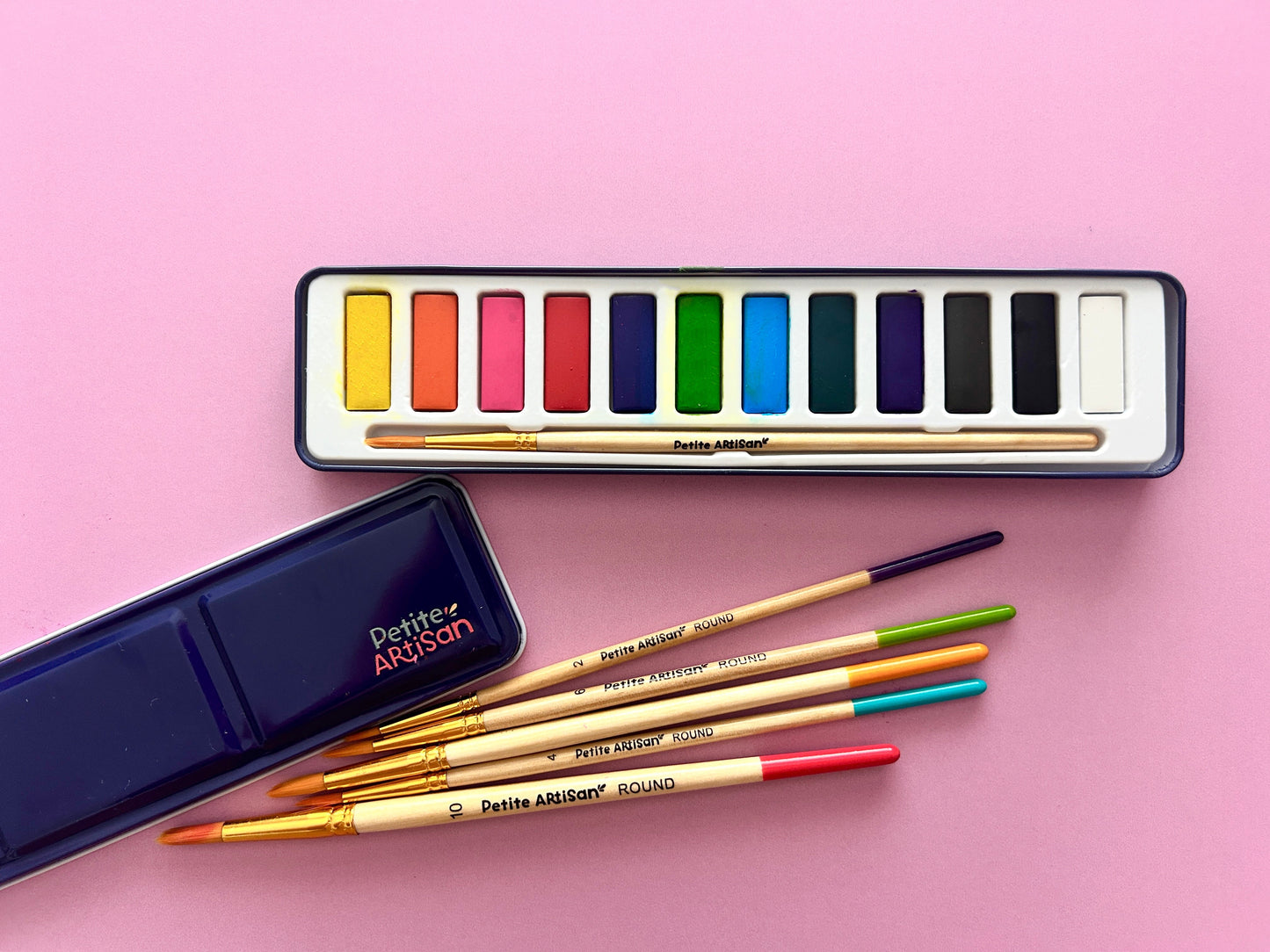 Twelve rich colors in a tin small enough for a backpack