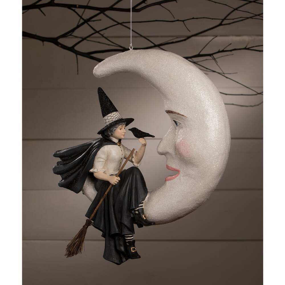 XL Hanging Bewitching Moon Witch by Bethany Lowe Designs