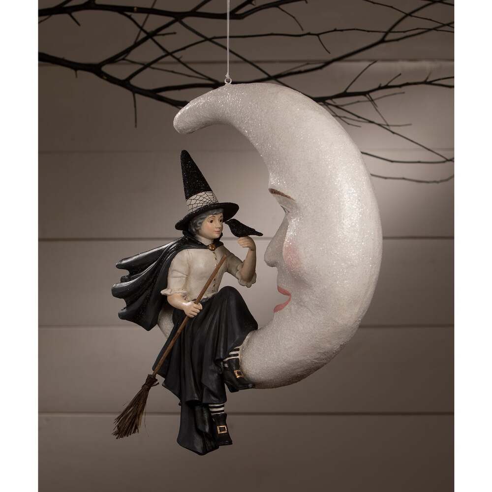 XL Hanging Bewitching Moon Witch by Bethany Lowe Designs