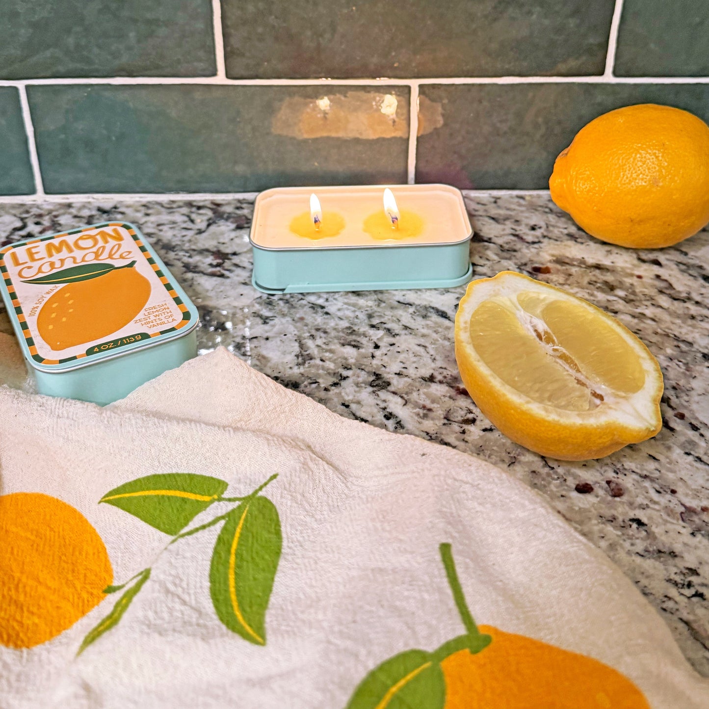Basil & Lemon Candle Set of 2