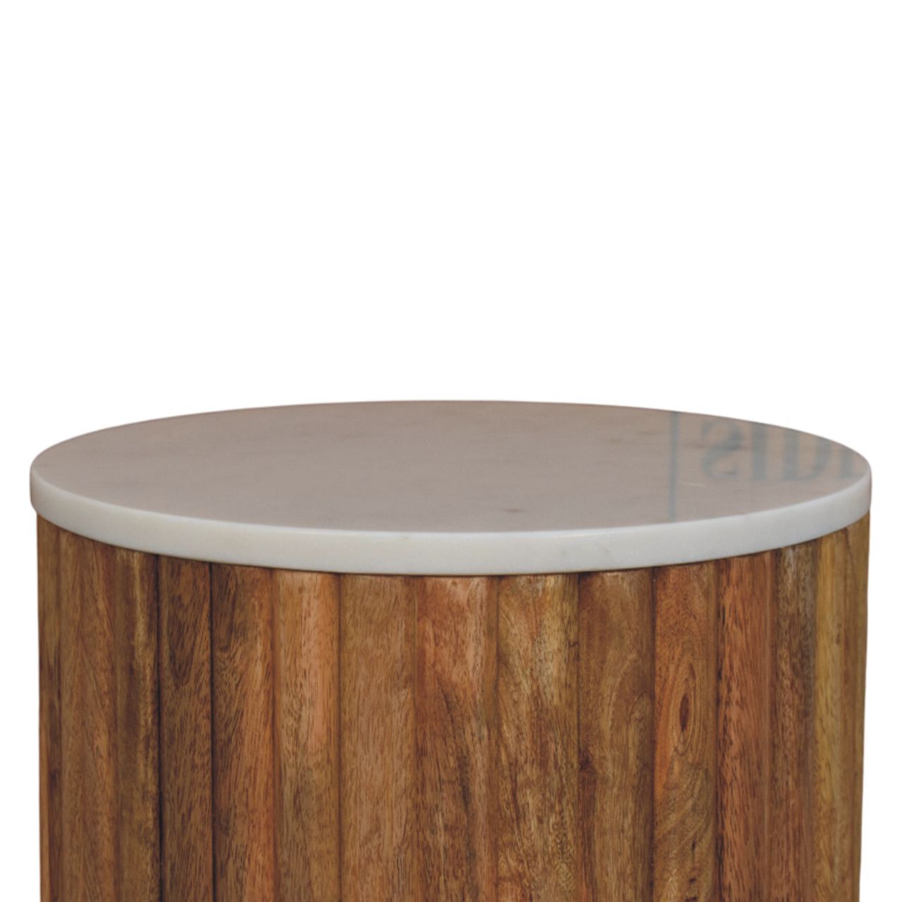 Artisan Furniture Solid Wood Fluted Marble Side Table