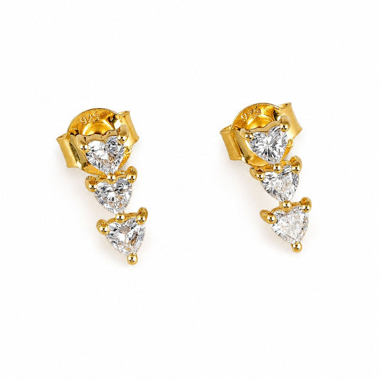 Story of Three Hearts Vertical Climber Lab Grown Earrings