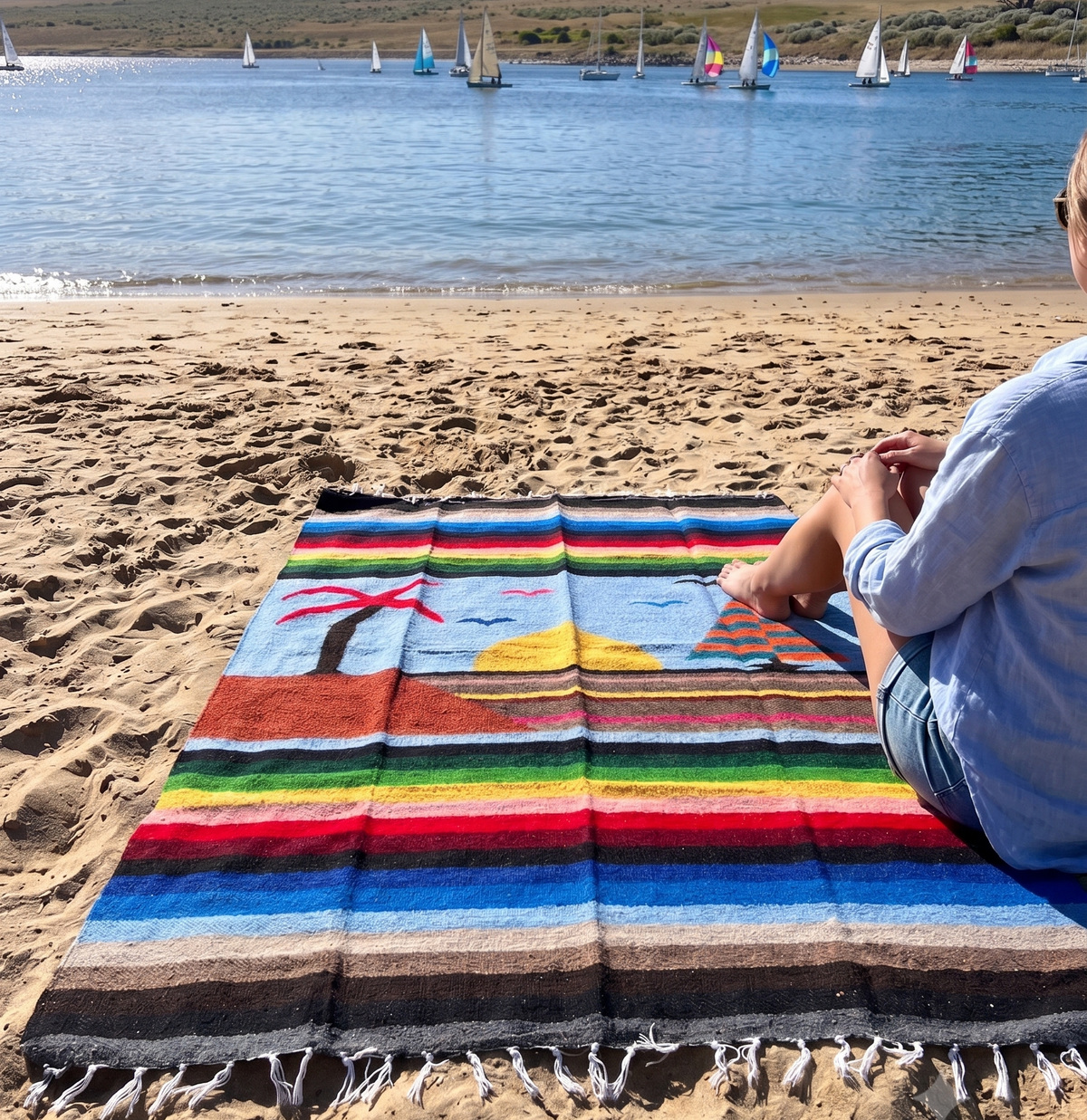 Coronado Sailboat Mexican Blanket