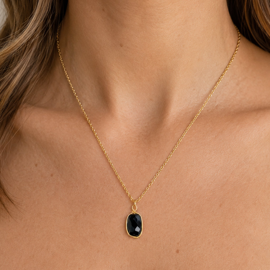 Black Quartz Pendant Necklace