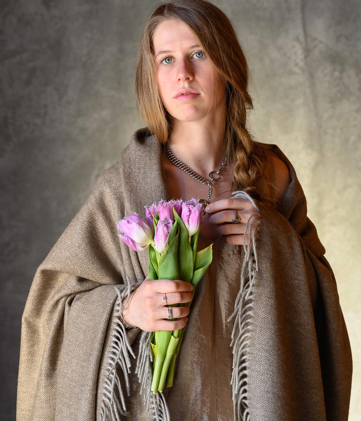 Cappuccino Herringbone Woven Yak Down Throw