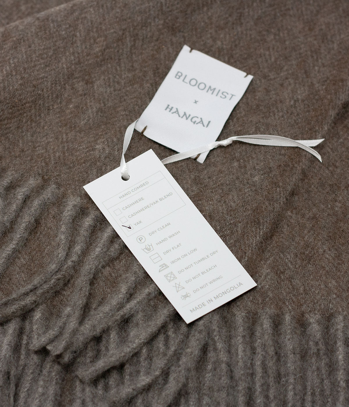 Cappuccino Herringbone Woven Yak Down Throw