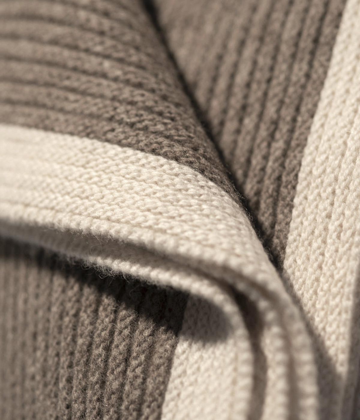 Platinum and White Ribbed Knit Yak Down Throw