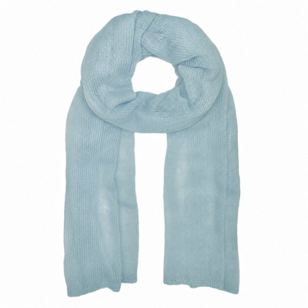 Ice Blue Handwoven Knit Alpaca Scarf