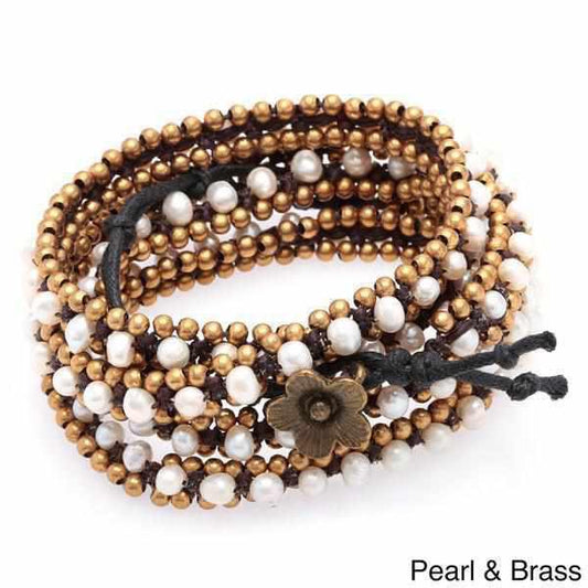 Brass Bead Five Wrap Bracelet - Thailand