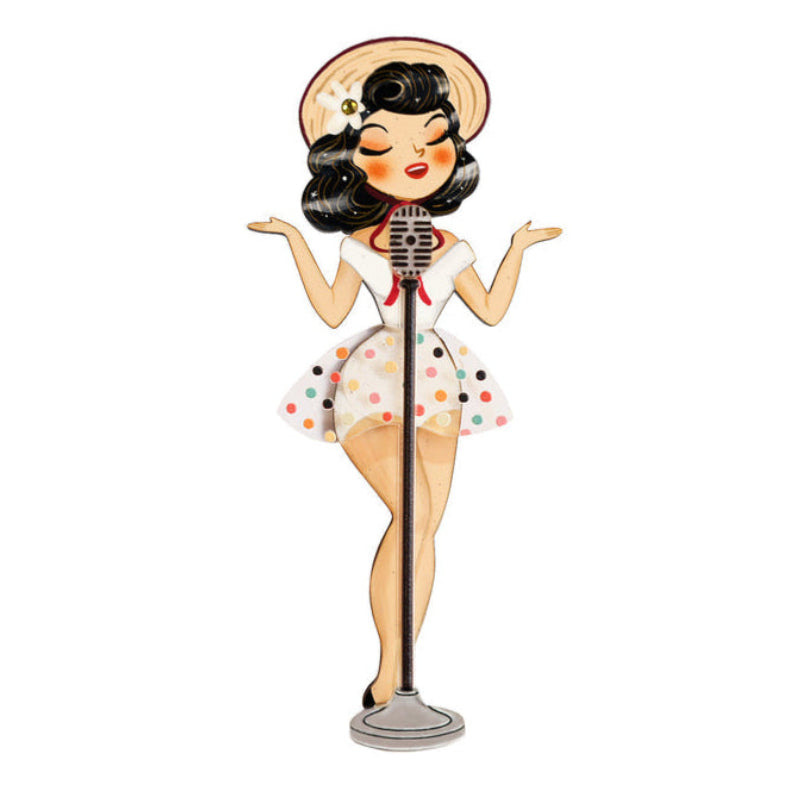 Pin-up Singer Standing w/ Microphone Brooch by Laliblue - Osadia Concept Store