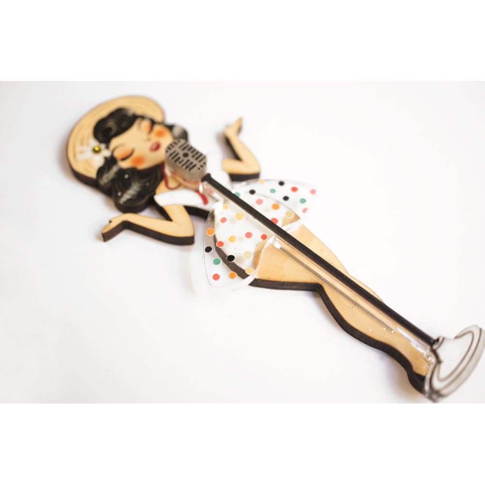 Pin-up Singer Standing w/ Microphone Brooch by Laliblue - Osadia Concept Store