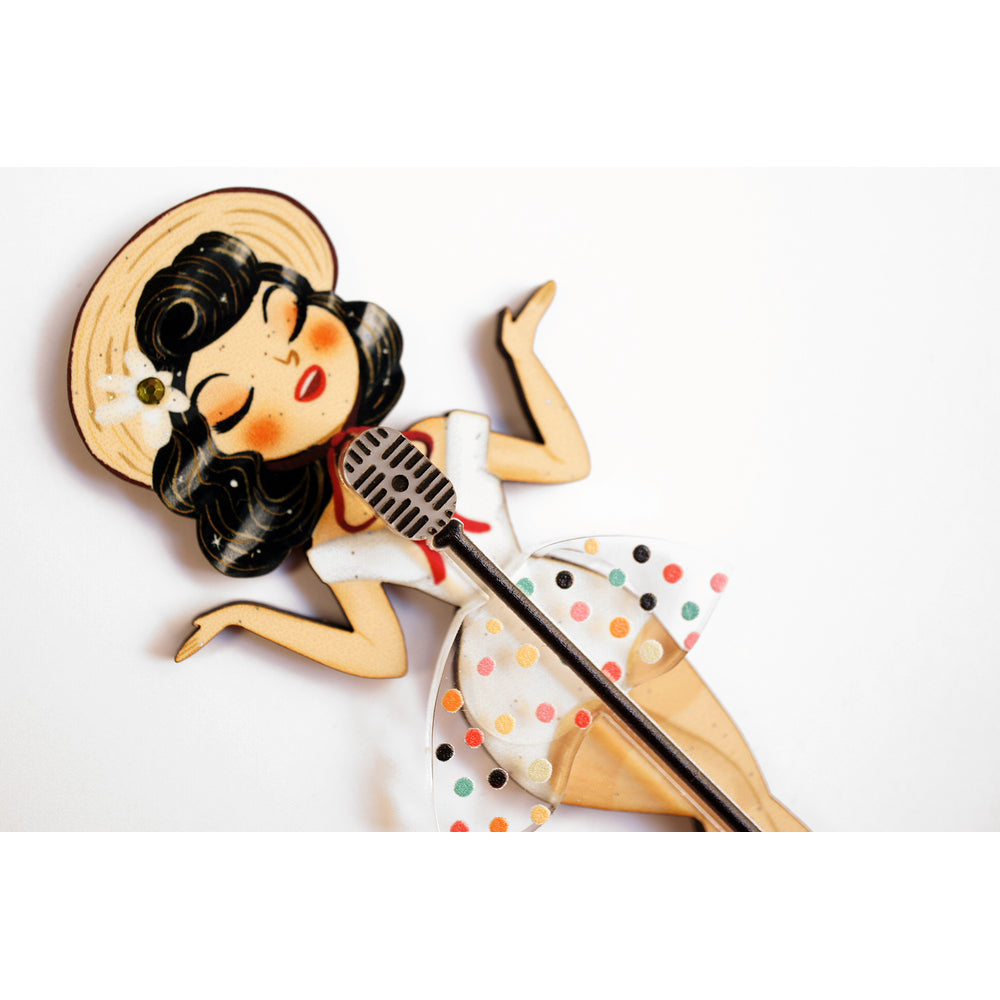 Pin-up Singer Standing w/ Microphone Brooch by Laliblue - Osadia Concept Store