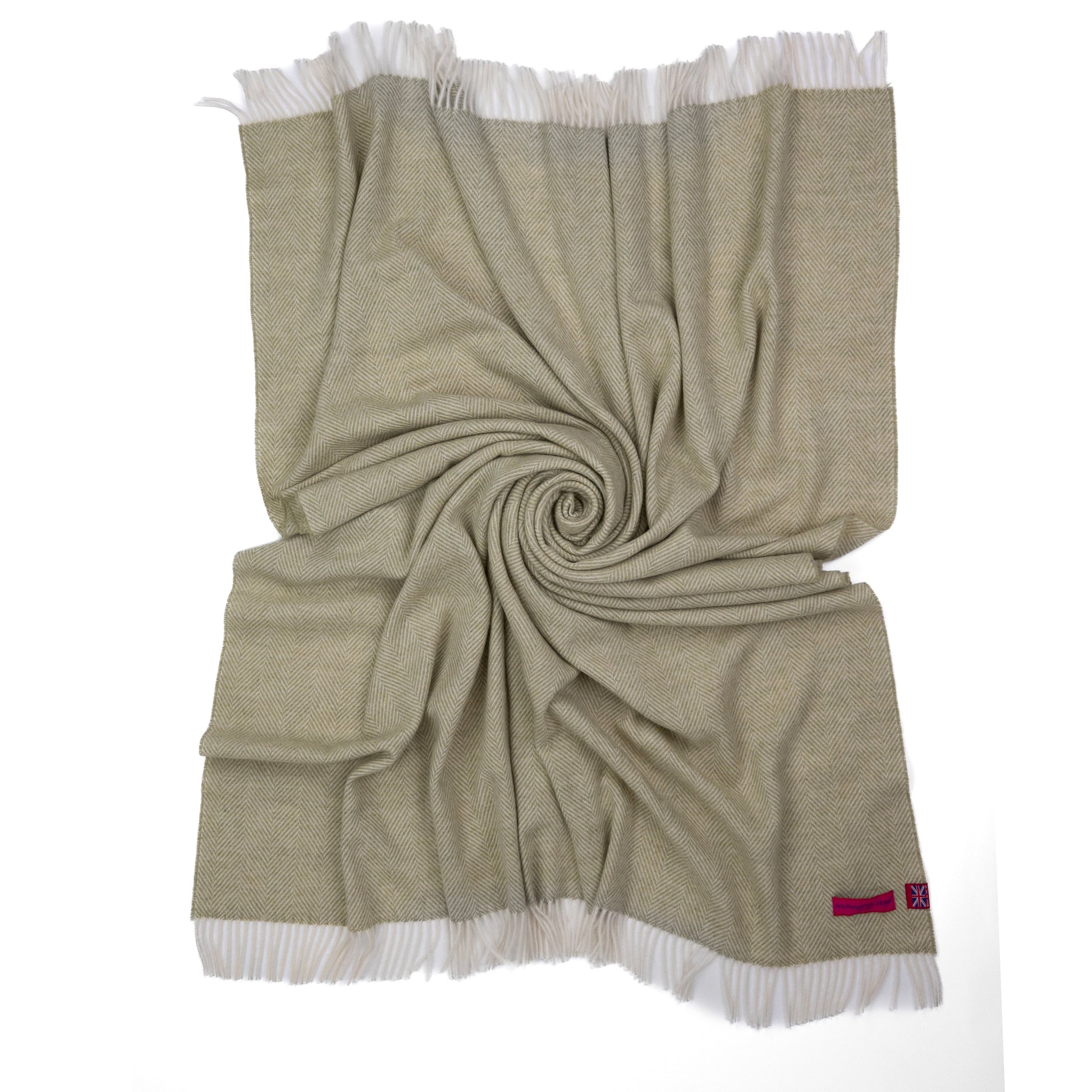 Southampton Home Merino Wool Herringbone Throw (Celery) - Osadia Concept Store