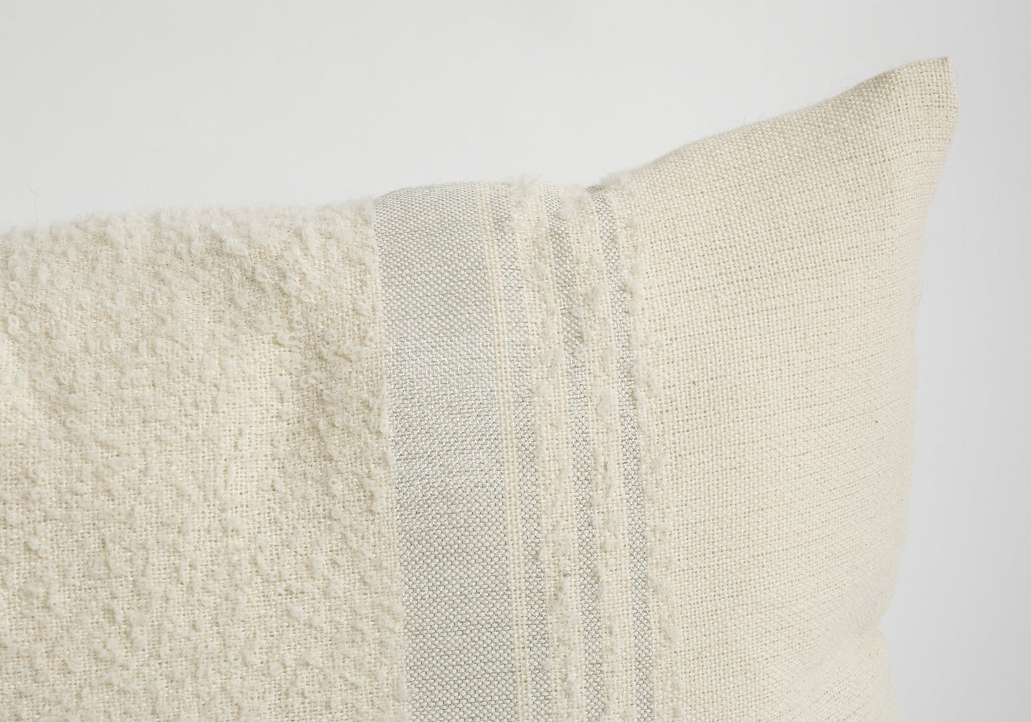 Handwoven Boucle Alpaca Pillow Cover - Ivory + Silver