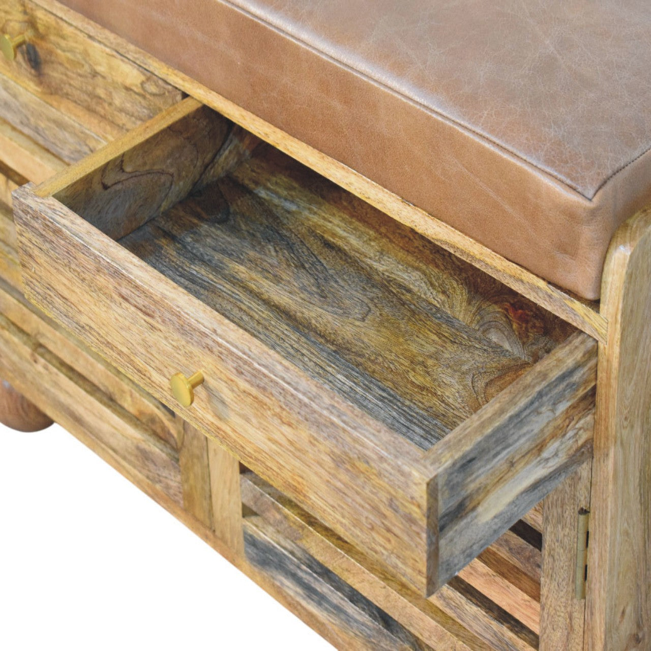 Solid Wood Oakridge Leather Shoe Cabinet