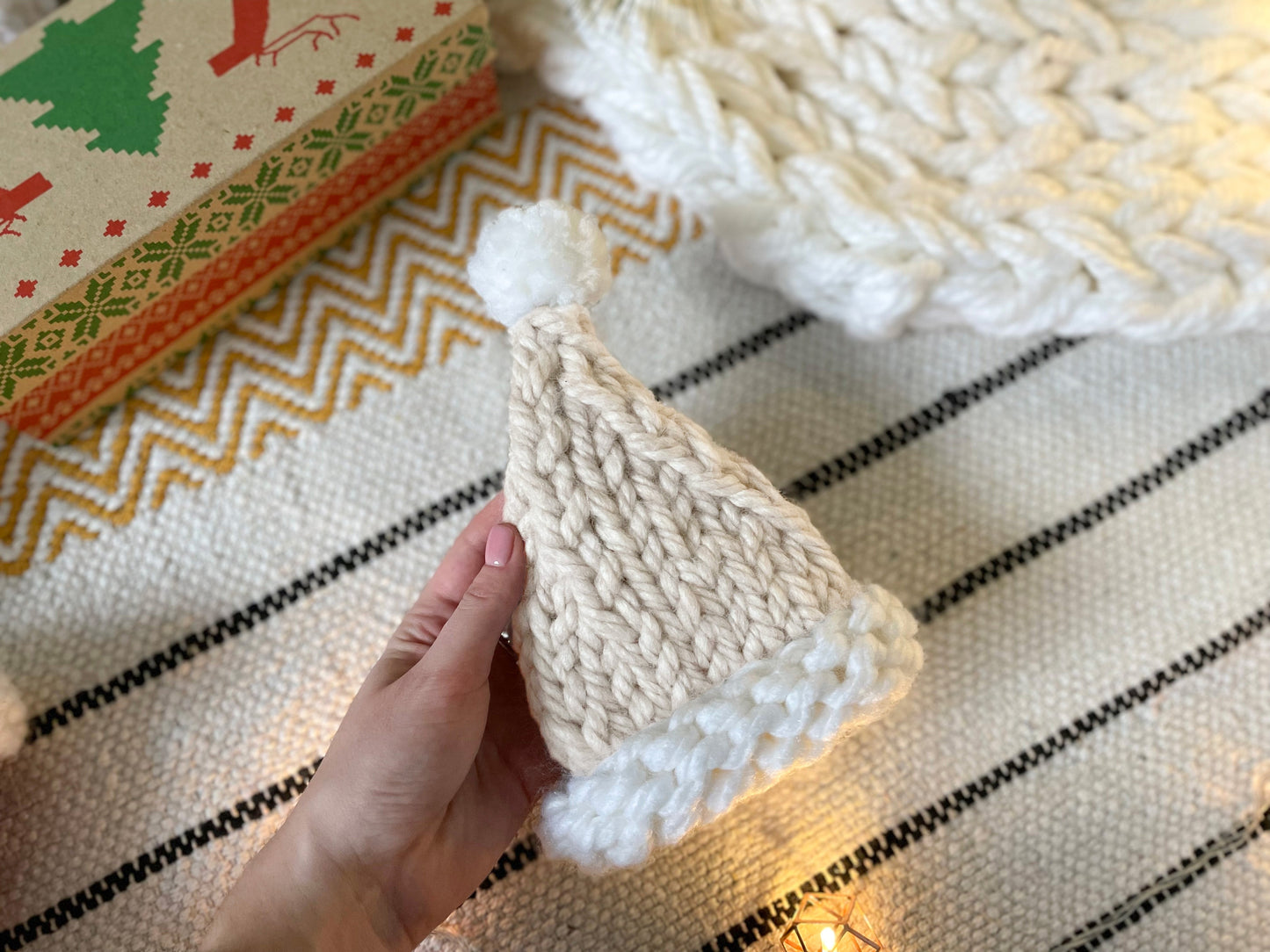 Knitted Santa Hat Christmas Tree Toppers