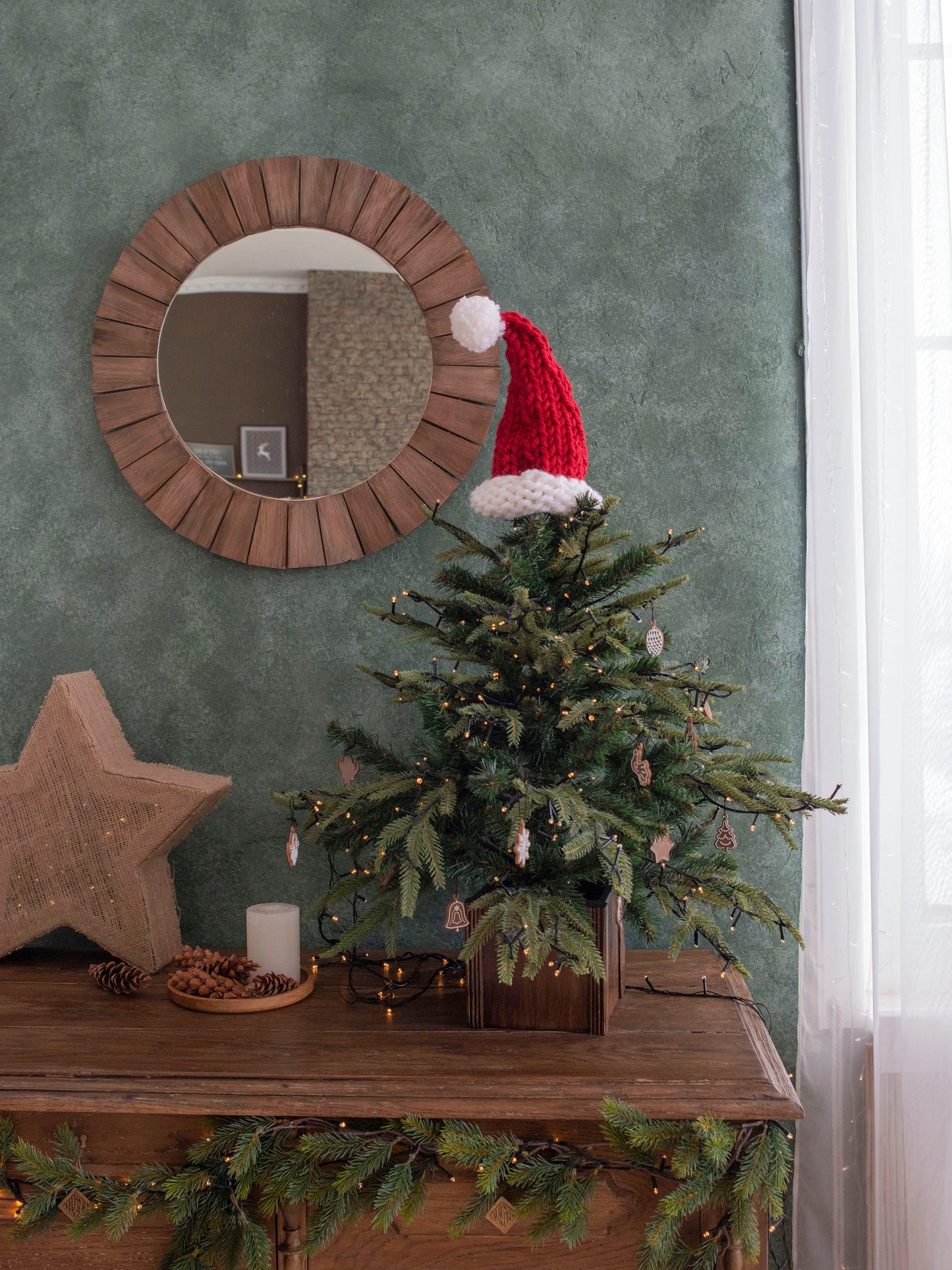 Knitted Santa Hat Christmas Tree Toppers