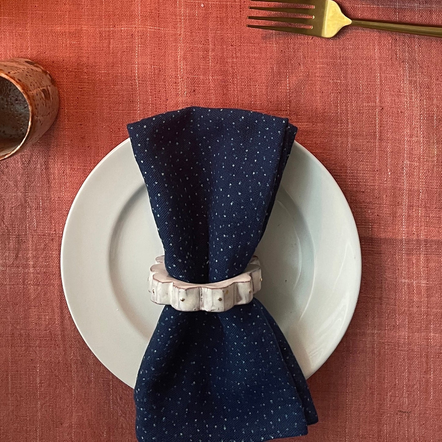 Minimalist Eco Cotton Napkin (Set of 4) - Dots Blue