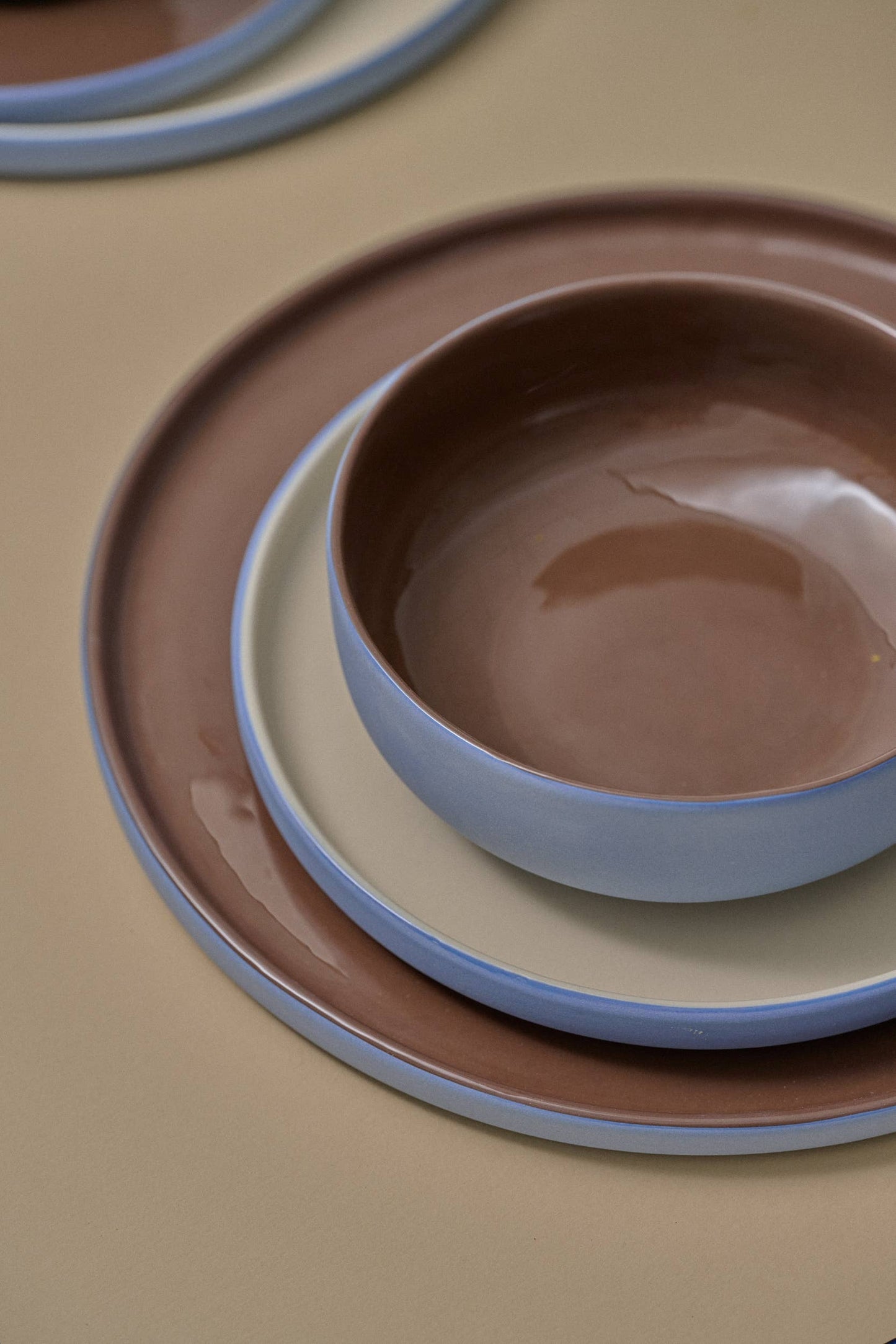 Handmade Porcelain Everyday Bowl. Forget-me-not/Chocolate