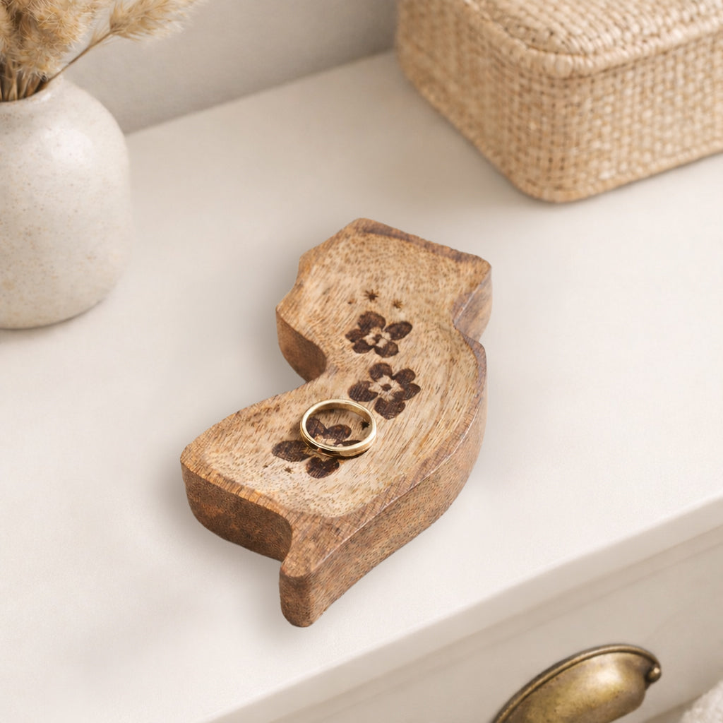 New Jersey State Violet Trinket Dish - Mango Wood