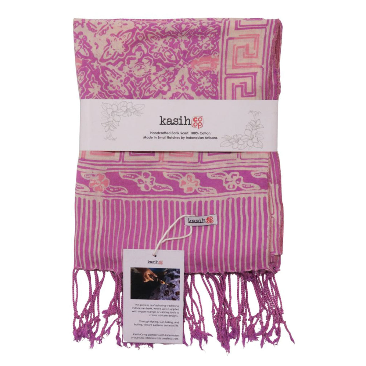 Handmade Batik Scarf - soft Cotton - Lavender Love