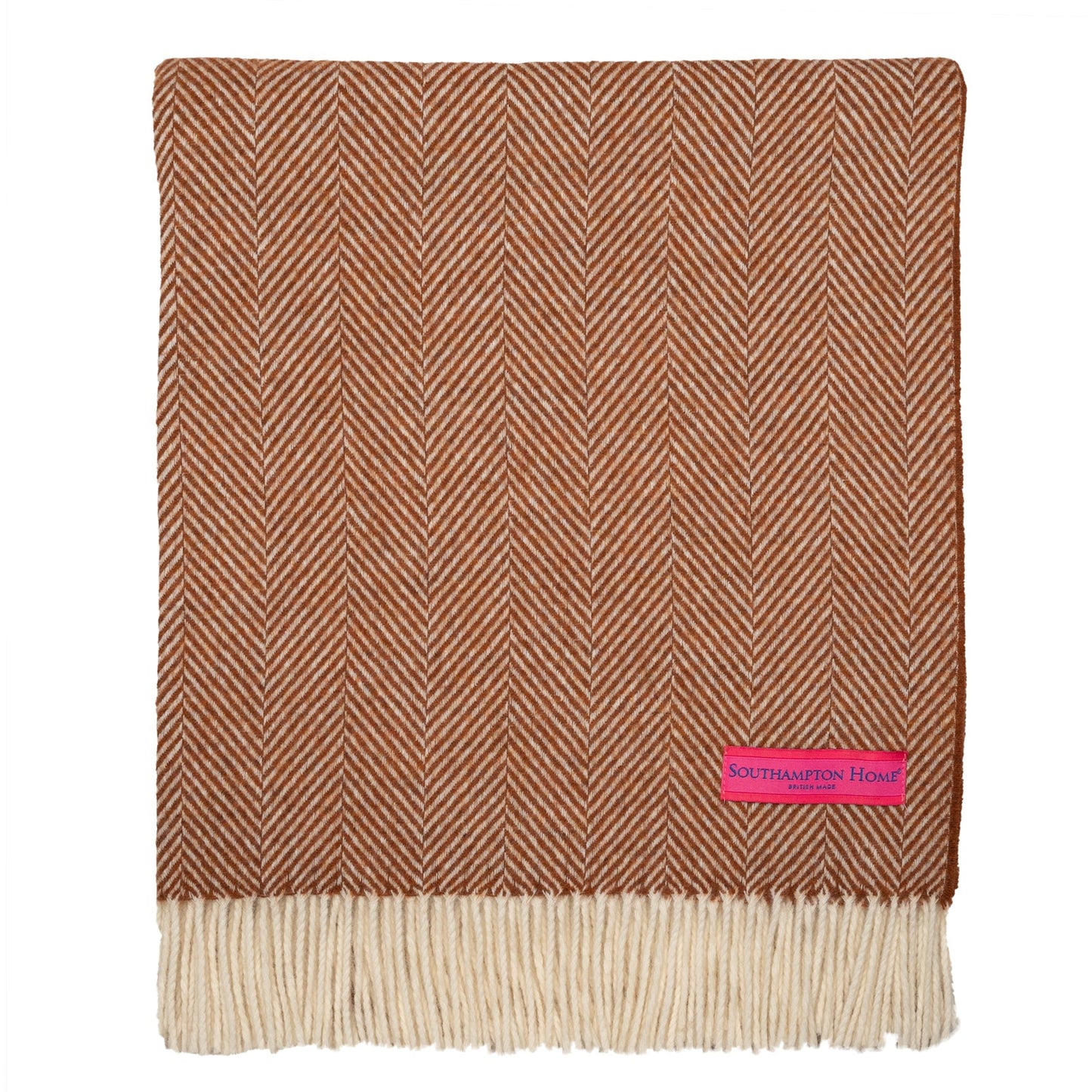 Southampton Home Merino Wool Herringbone Throw (Rust)