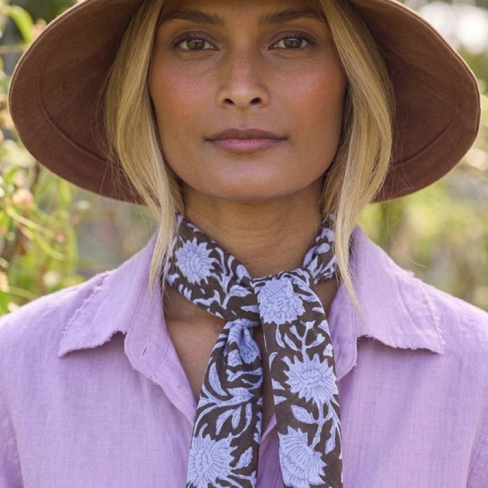 Bandana Scarf - Floral Escape Pinecone / Lavender Square