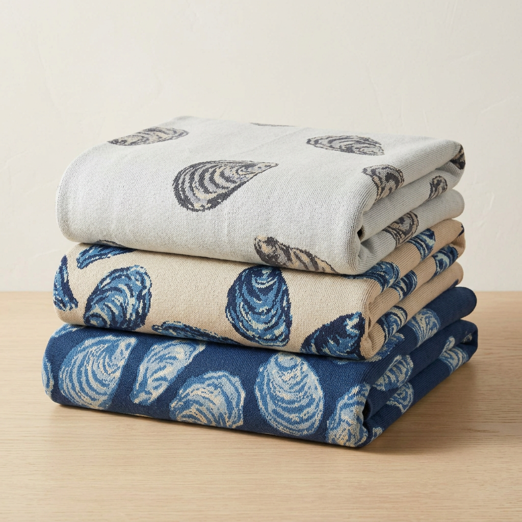 Oyster - Cotton Sustainable Knit Throw Blanket | Coastal