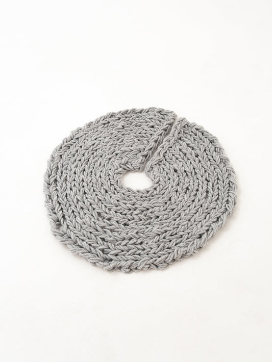 Gray Chunky-Knitted Christmas Tree Skirt | US Stock