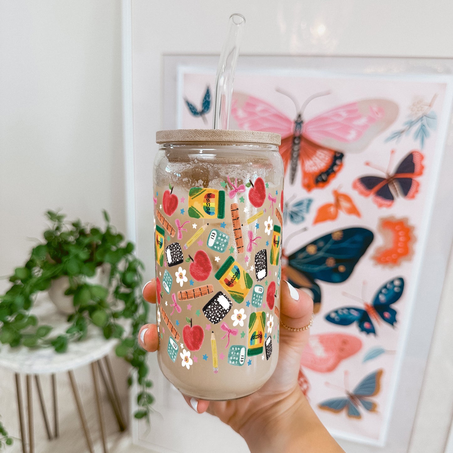 Teacher Essentials Pattern Cup With Lid and Straw