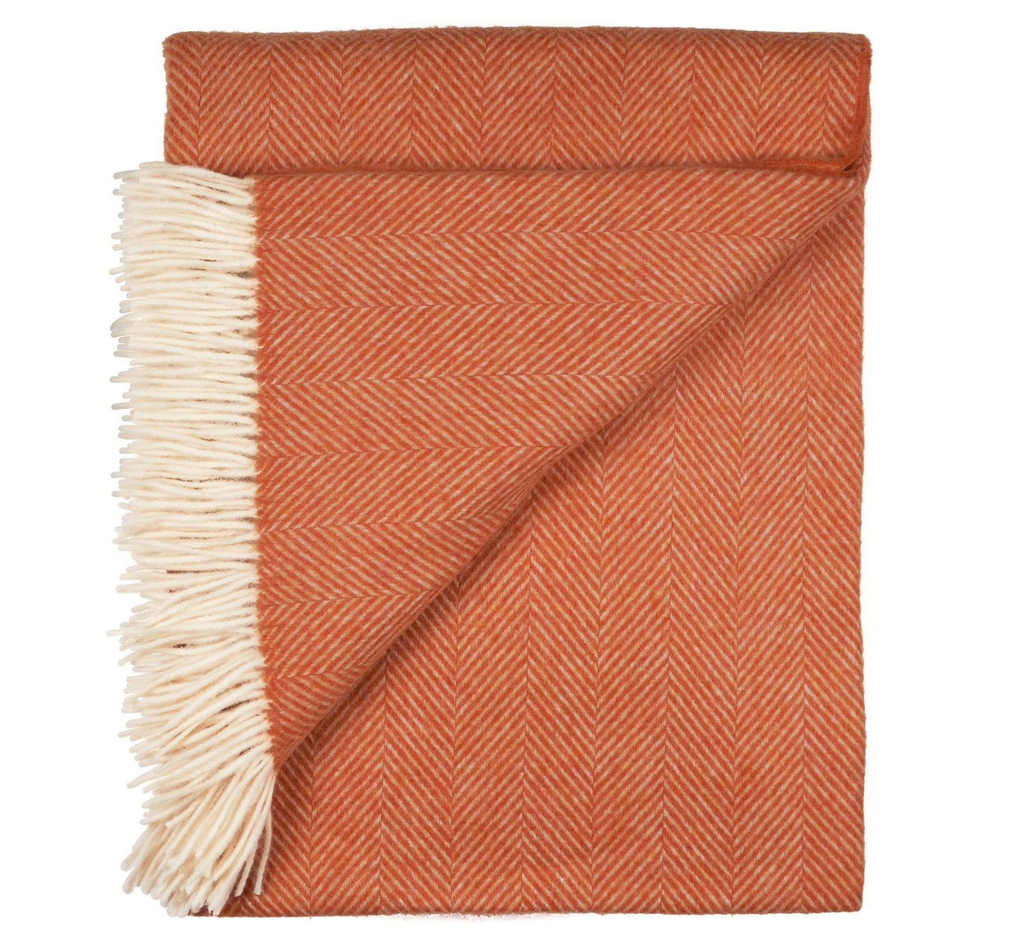 Southampton Home Merino Wool Herringbone Throw (Heirloom Tomato)