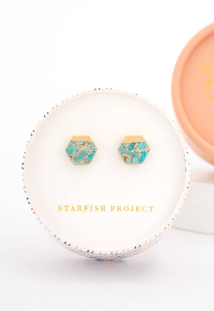 Oasis Turquoise and Gold Studs
