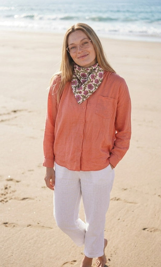 Bandana Scarf - Darlington Floral Raspberry Square