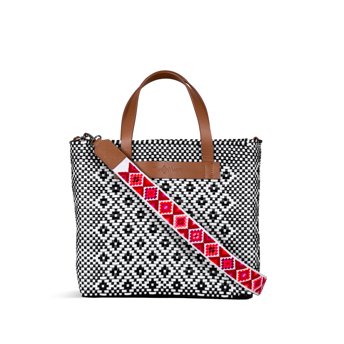 Panda Large Woven Crossbody Bag with Leather