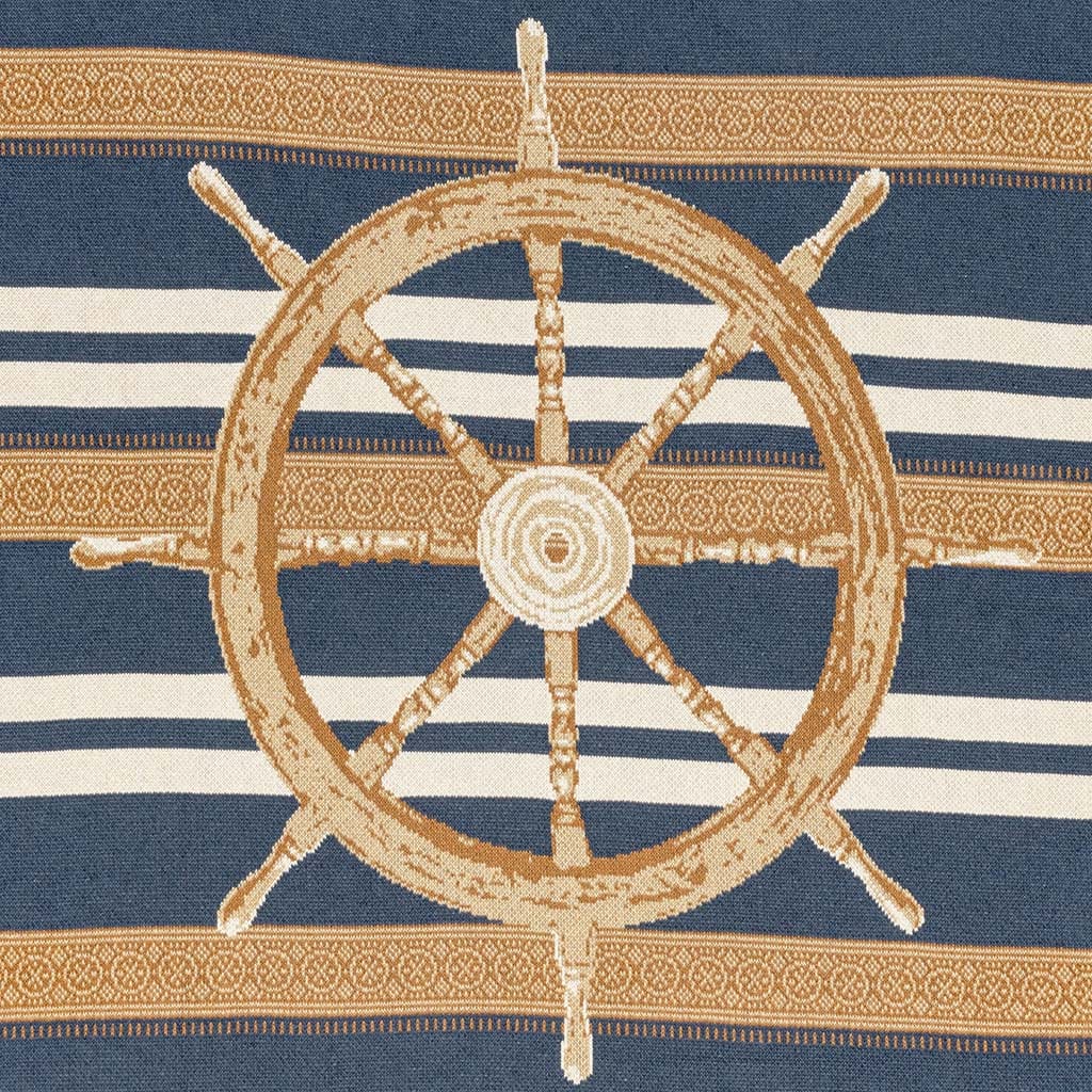 Nautical Captain's Wheel - Cotton Sustainable Knit Traditional Throw Blanket