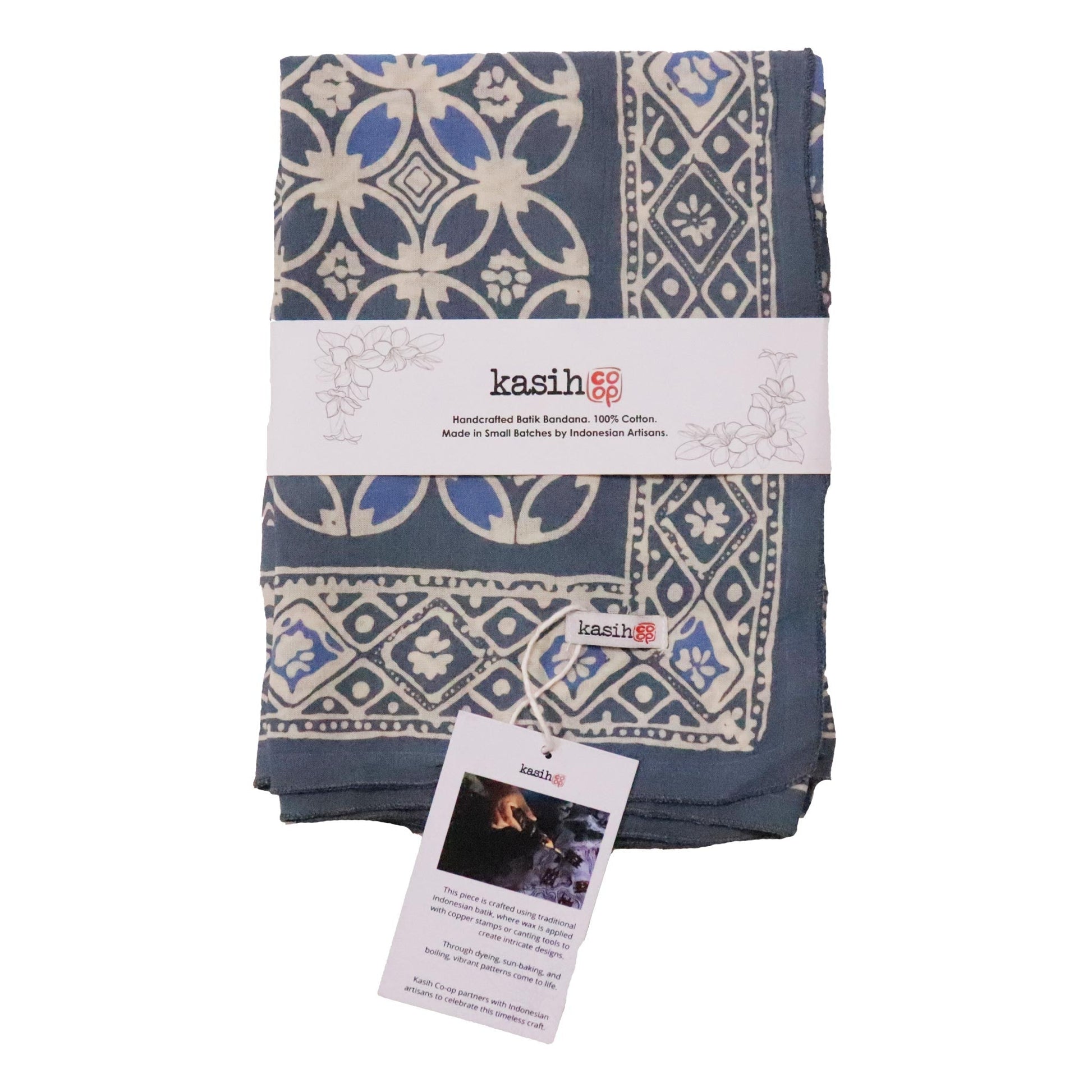 Large 39" Hand Dyed Batik Bandana Charcoal Gray, Size XL Scarf, Oversized - Osadia Concept Store