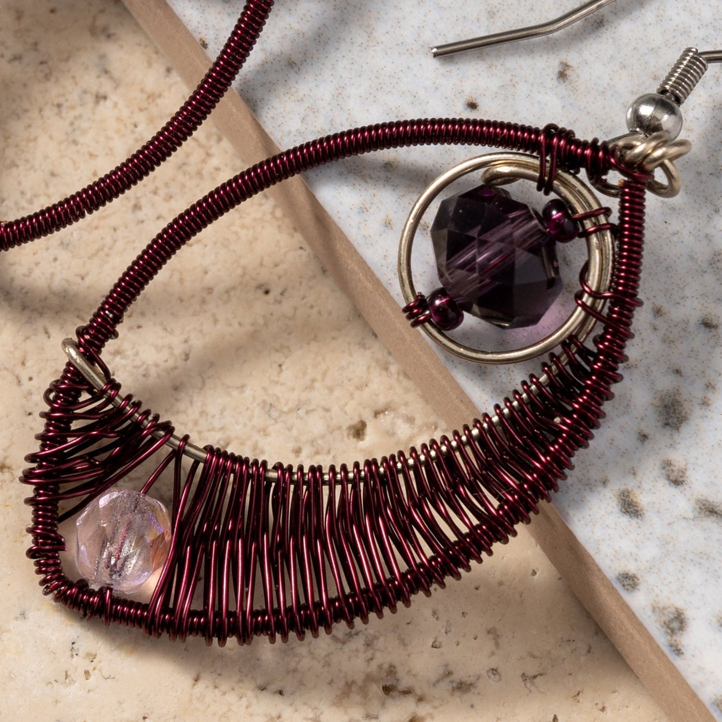 Ojo Purple Wire Wrapped Earrings