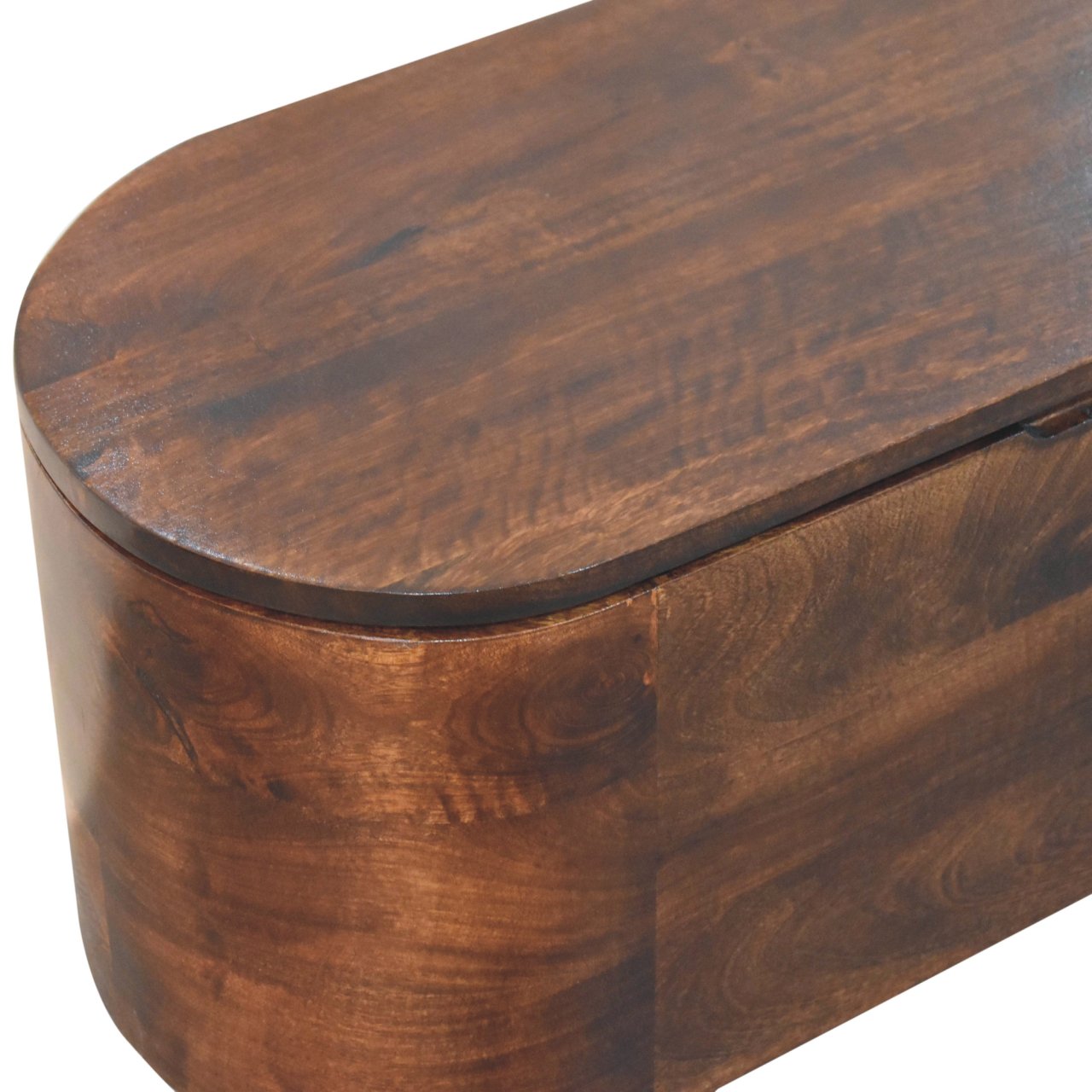 Solid Wood California Walnut Rounded Lid-Up Blanket Box