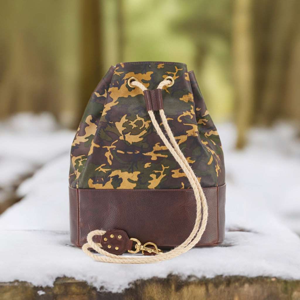 WANDERLUST Leather Duffle Bag ~ Tan Camo - Osadia Concept Store