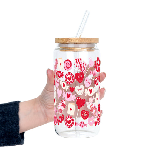 Valentine's Day Sweets Cup with Lid & Straw