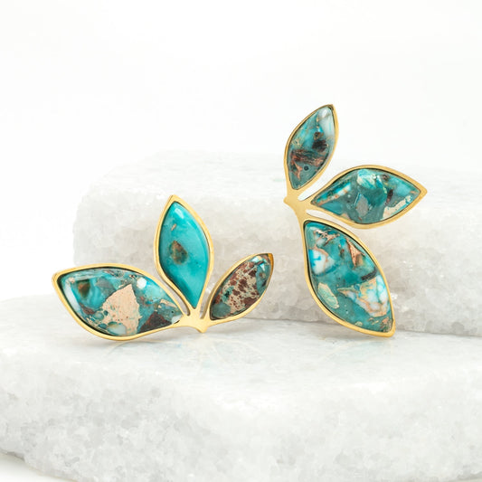Coastal Leaf Emperor Stone Earrings
