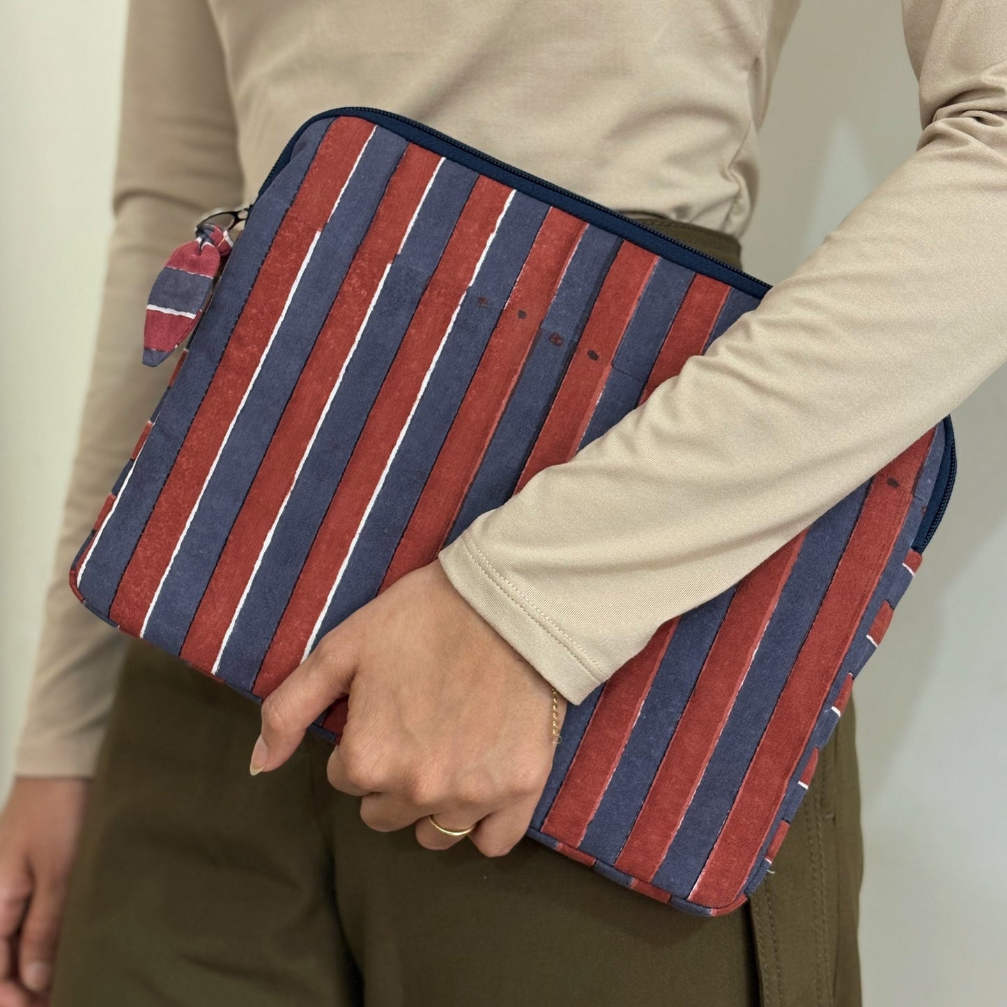 Quilted Cotton Tablet Sleeve with Hand Block Print