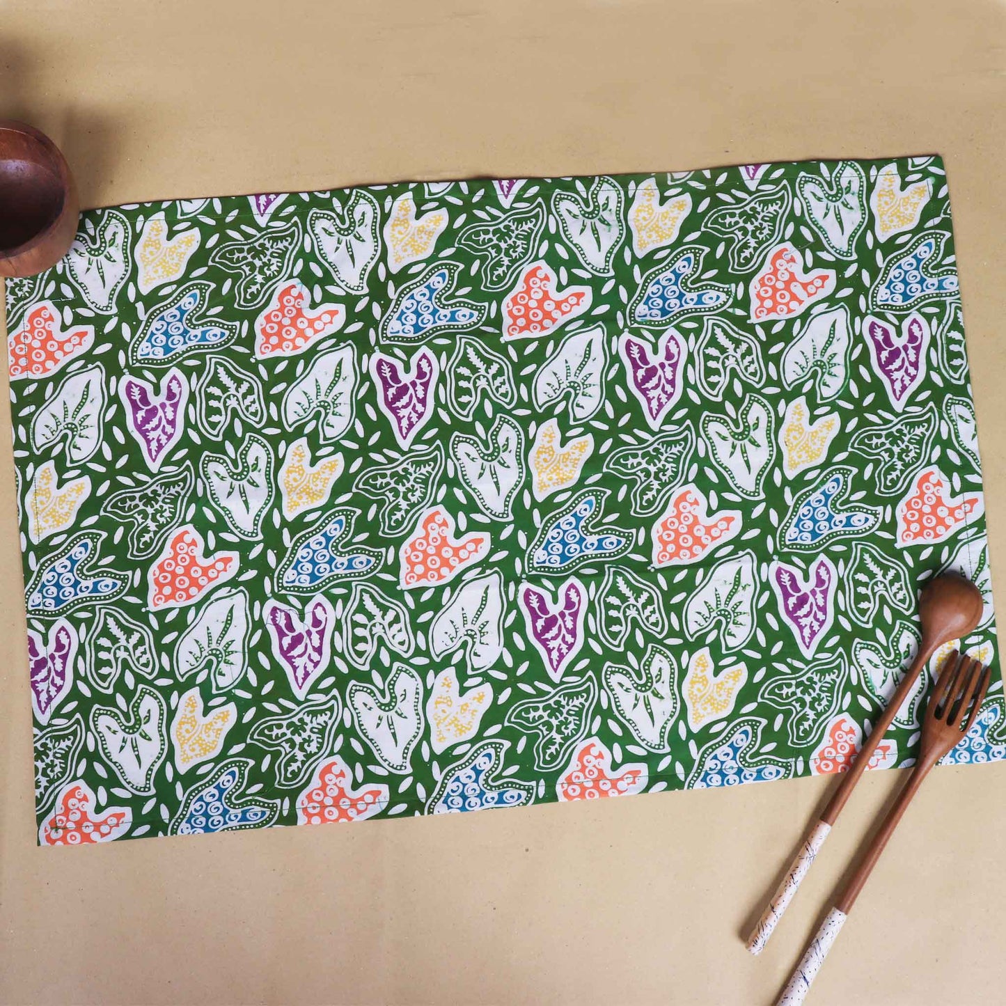 Batik Tea Towel Hand Dyed, Taro Leaf, Hand Dyed, 100% Cotton