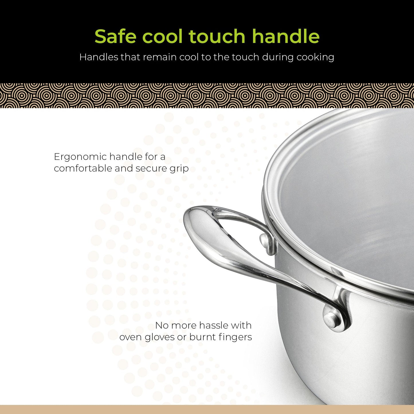 BE | LIVING - Circlad Series - 5 qt / 8.5"/ 24 cm Casserole with lid - Triply Stainless Steel Circlad